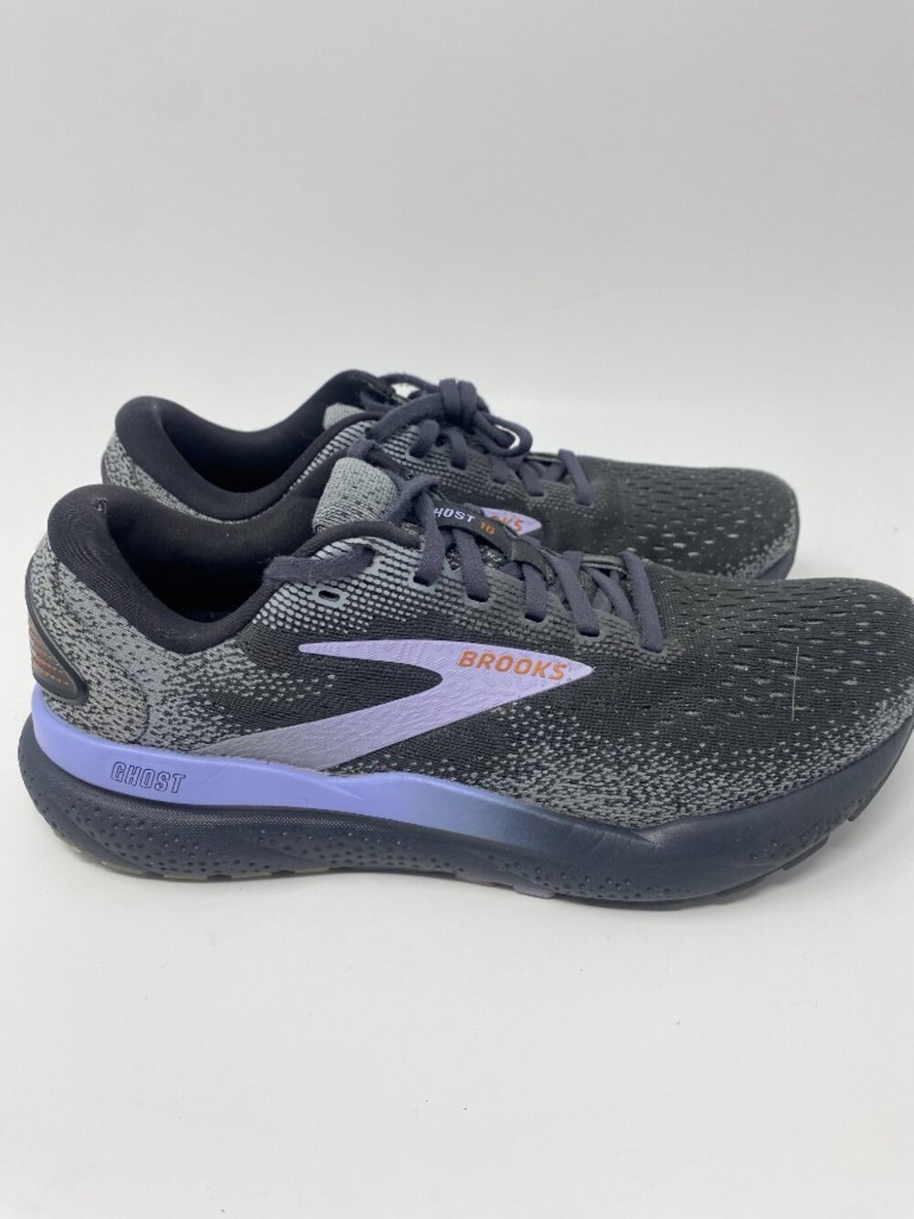 Brooks Ghost 16 Running Shoes Sneakers Womens 9 B (Medium) Ebony Lavender Black